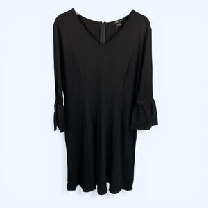 Iman Black A-Line Ruffle Bell Sleeve Dress Size Large NWT